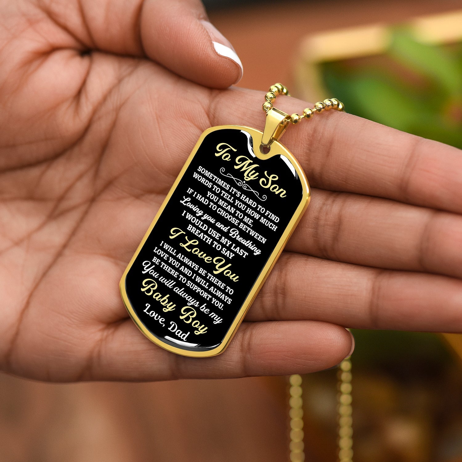 Bonus Son Gift | You Will Always Be My Baby Boy | Gifts for Son from Dad | Dog Tag Necklace