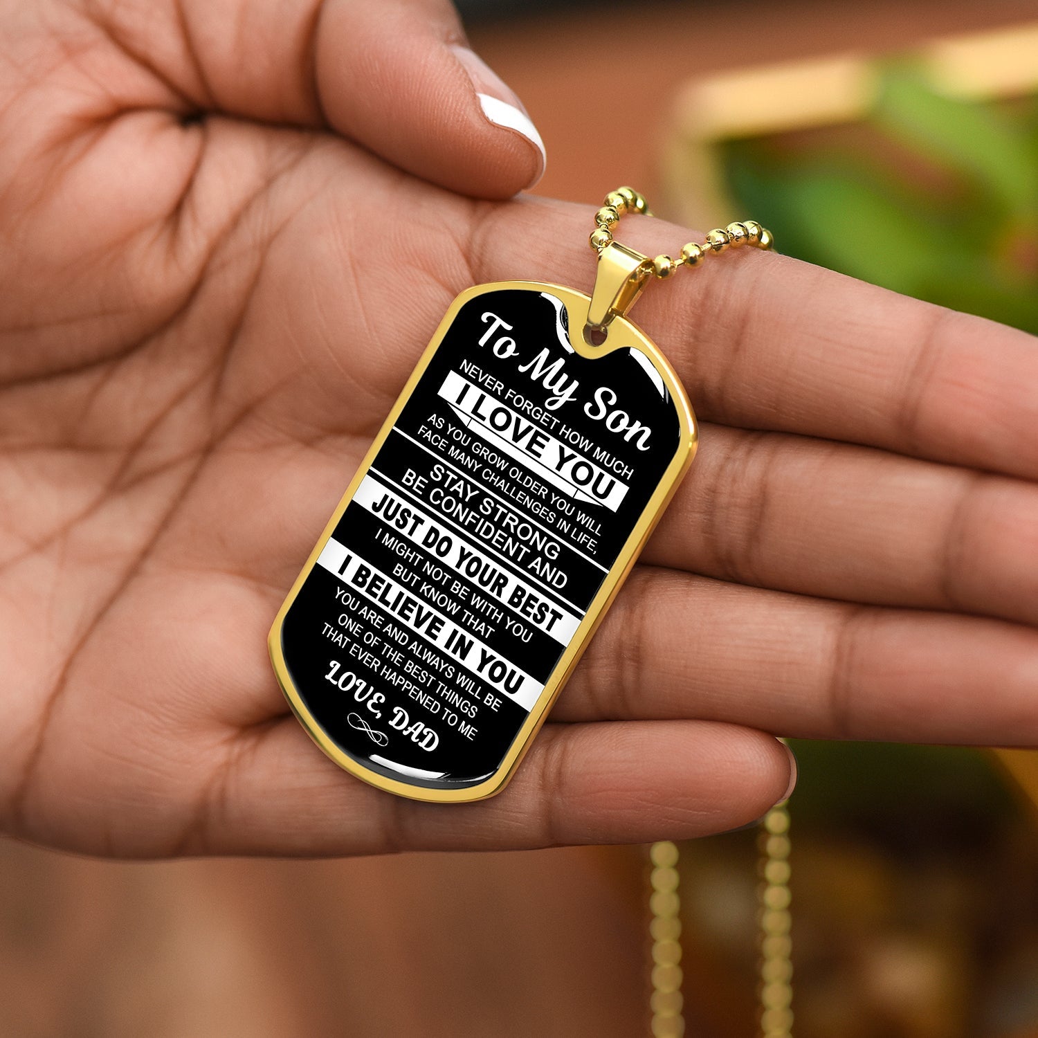To My Son | Never Forget How Much I Love You | Dog Tag Necklace From Dad