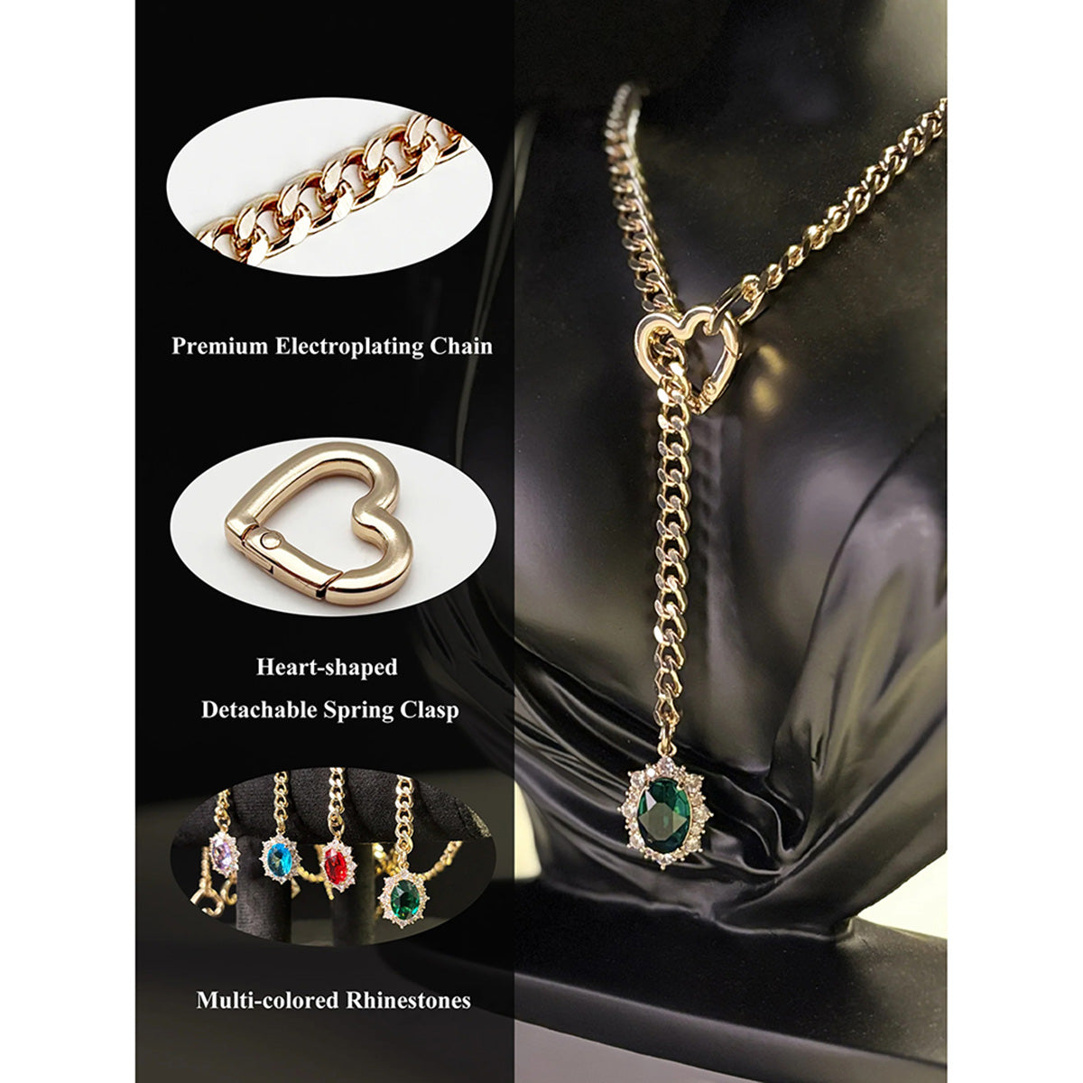 Gemstone Charm Slip Chain Choker