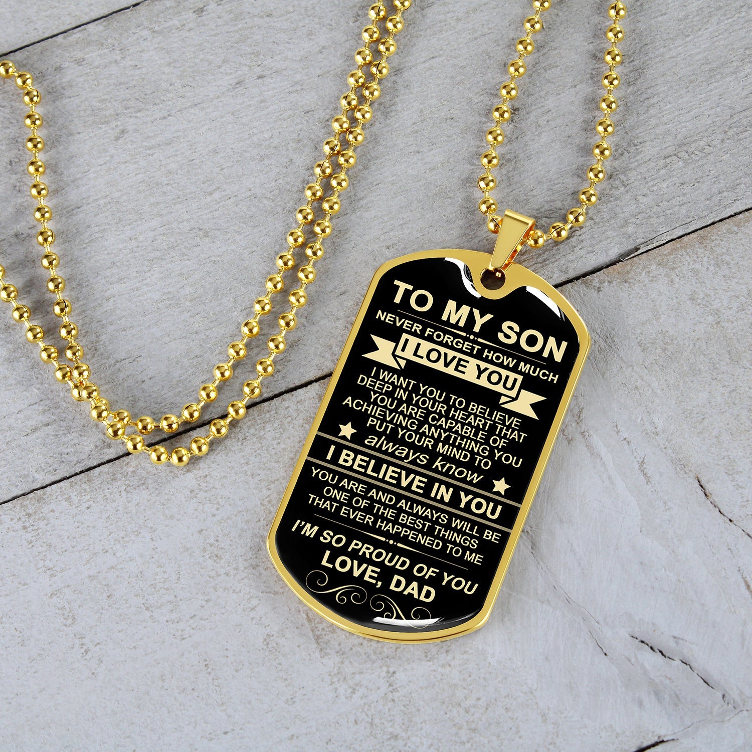 To My Son Gift From Dad | I'm So Proud Of You Love Dad | Dog Tag Necklace