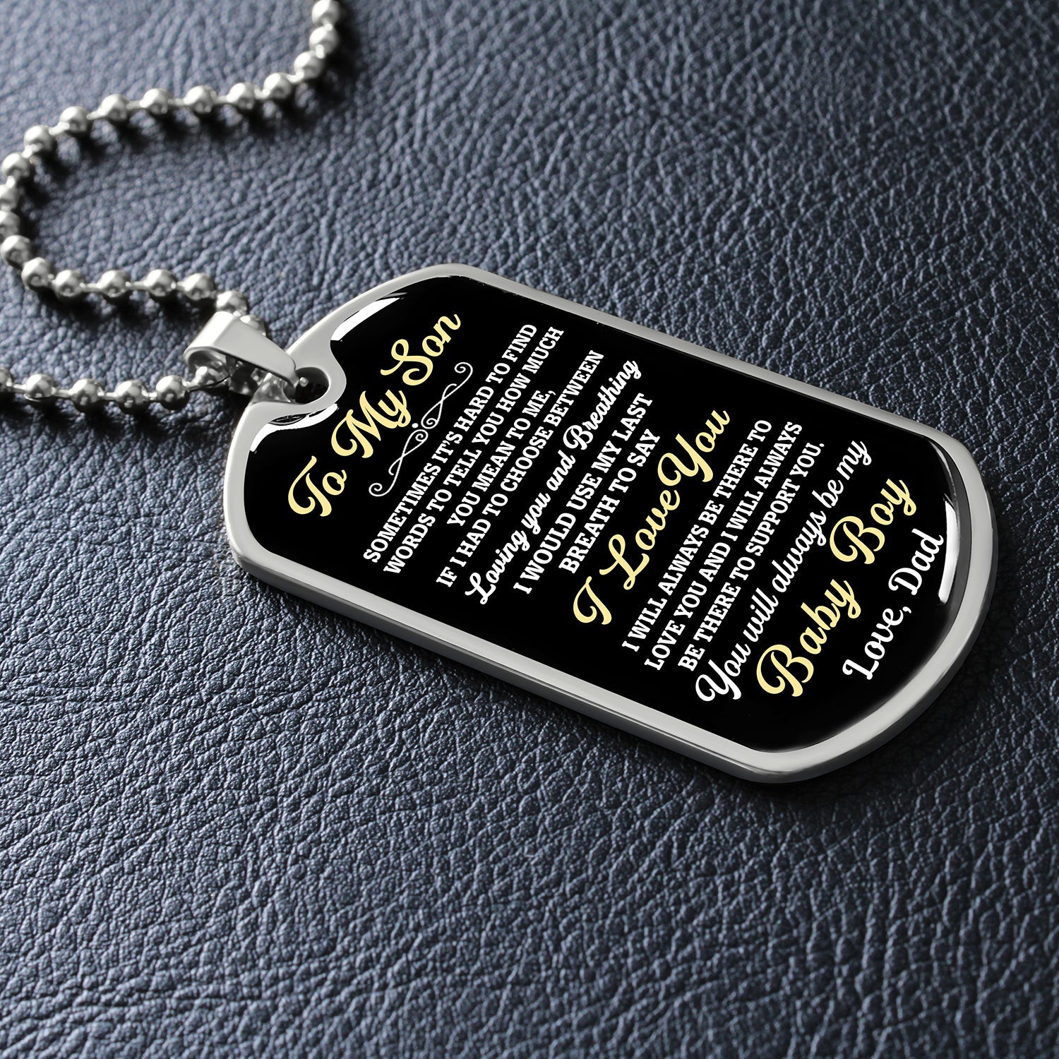 Bonus Son Gift | You Will Always Be My Baby Boy | Gifts for Son from Dad | Dog Tag Necklace