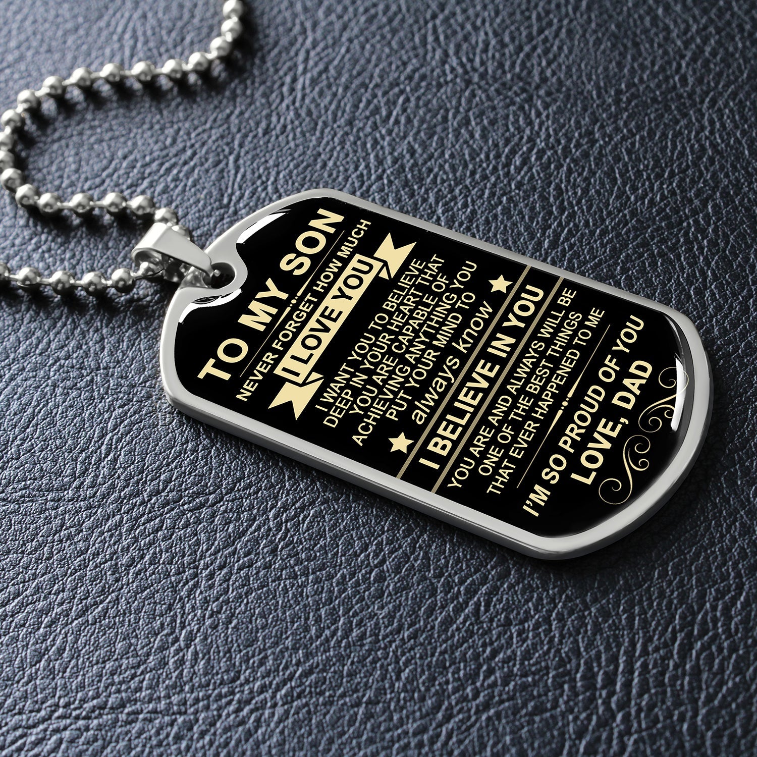 To My Son Gift From Dad | I'm So Proud Of You Love Dad | Dog Tag Necklace