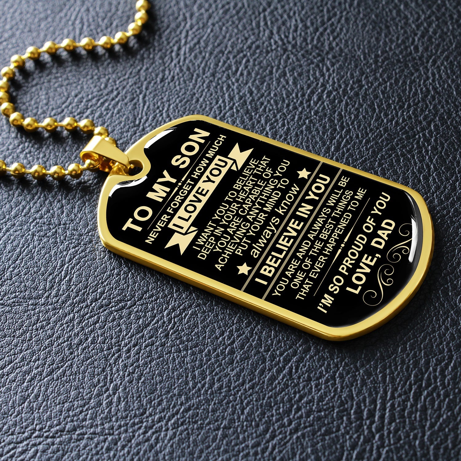 To My Son Gift From Dad | I'm So Proud Of You Love Dad | Dog Tag Necklace
