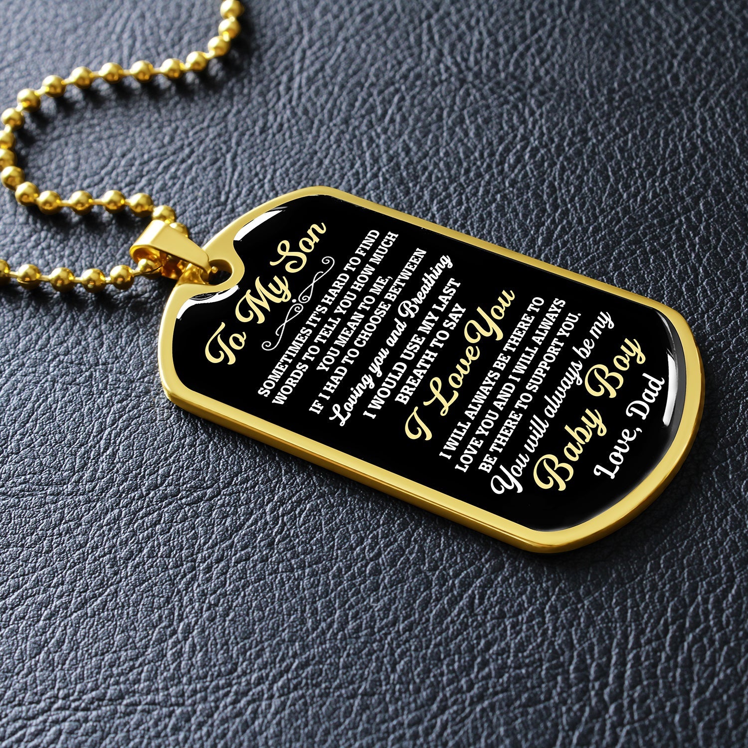 Bonus Son Gift | You Will Always Be My Baby Boy | Gifts for Son from Dad | Dog Tag Necklace