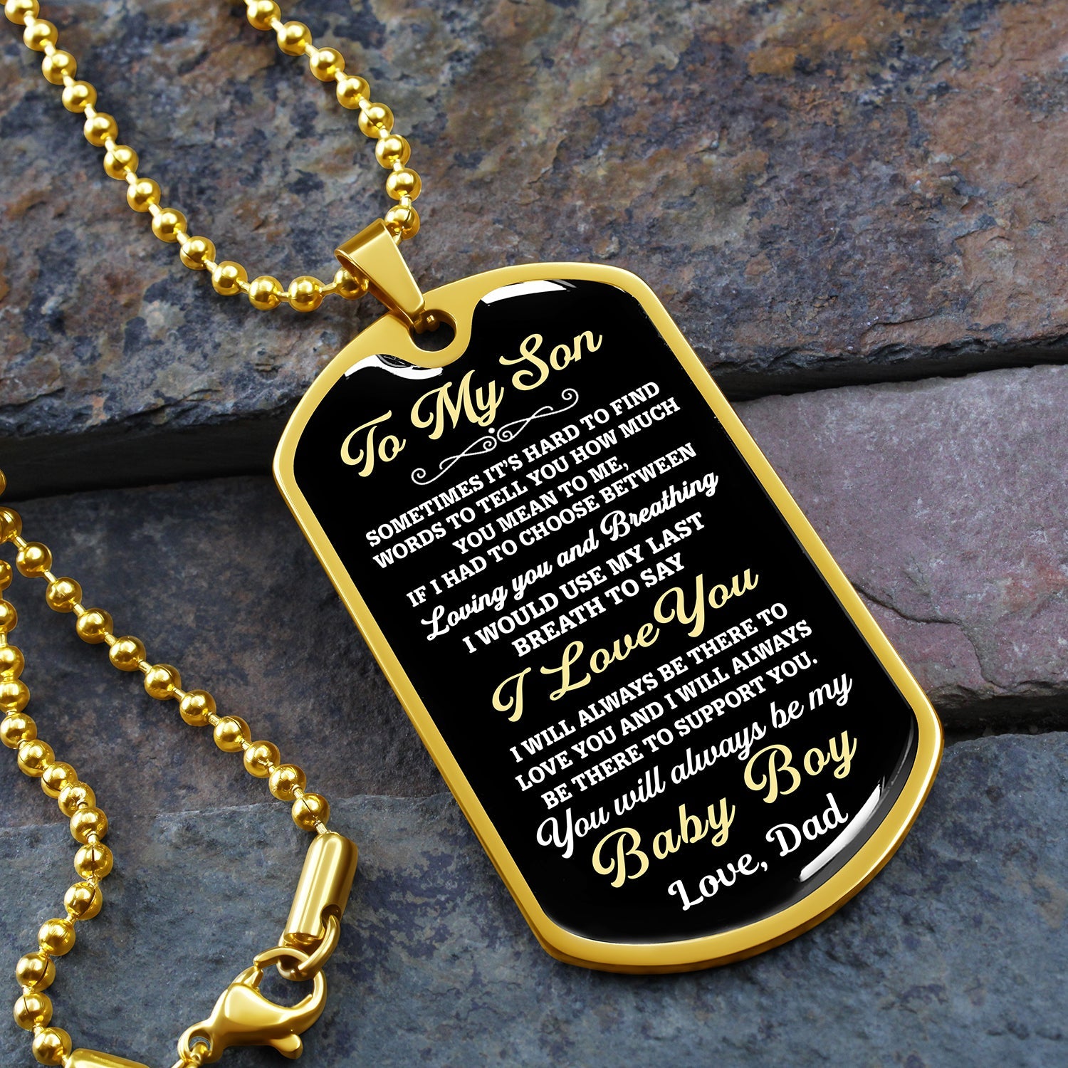 Bonus Son Gift | You Will Always Be My Baby Boy | Gifts for Son from Dad | Dog Tag Necklace