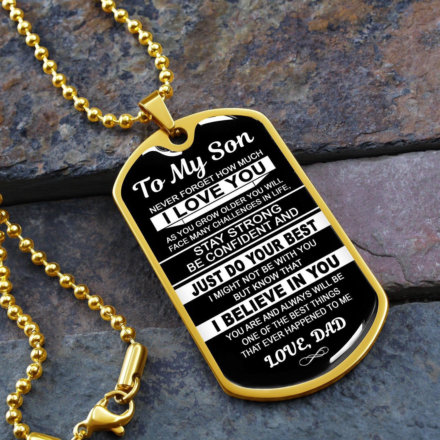 To My Son | Never Forget How Much I Love You | Dog Tag Necklace From Dad