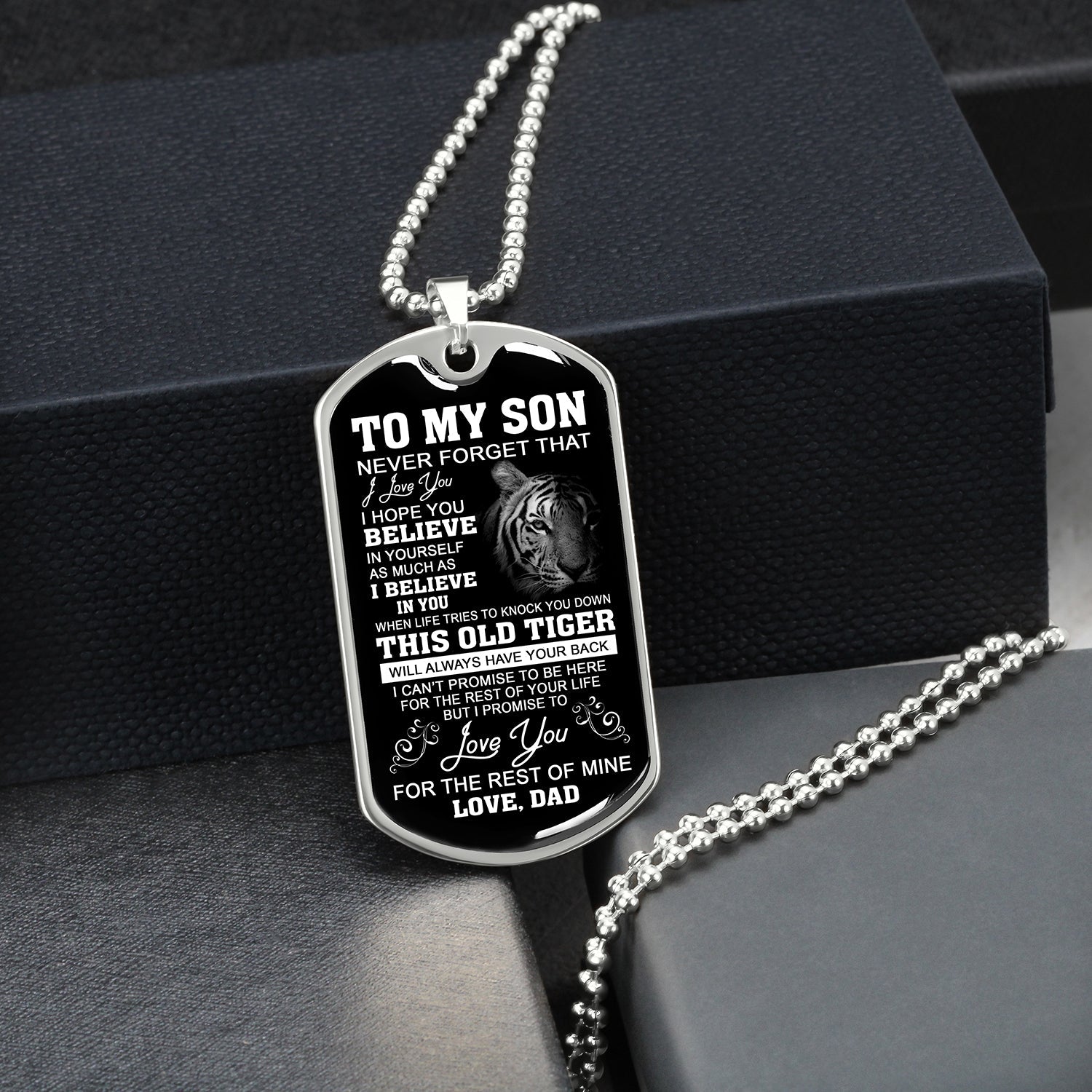 To My Son | I Hope You Believe In Your Self | Dog Tag Necklace Gift From Dad