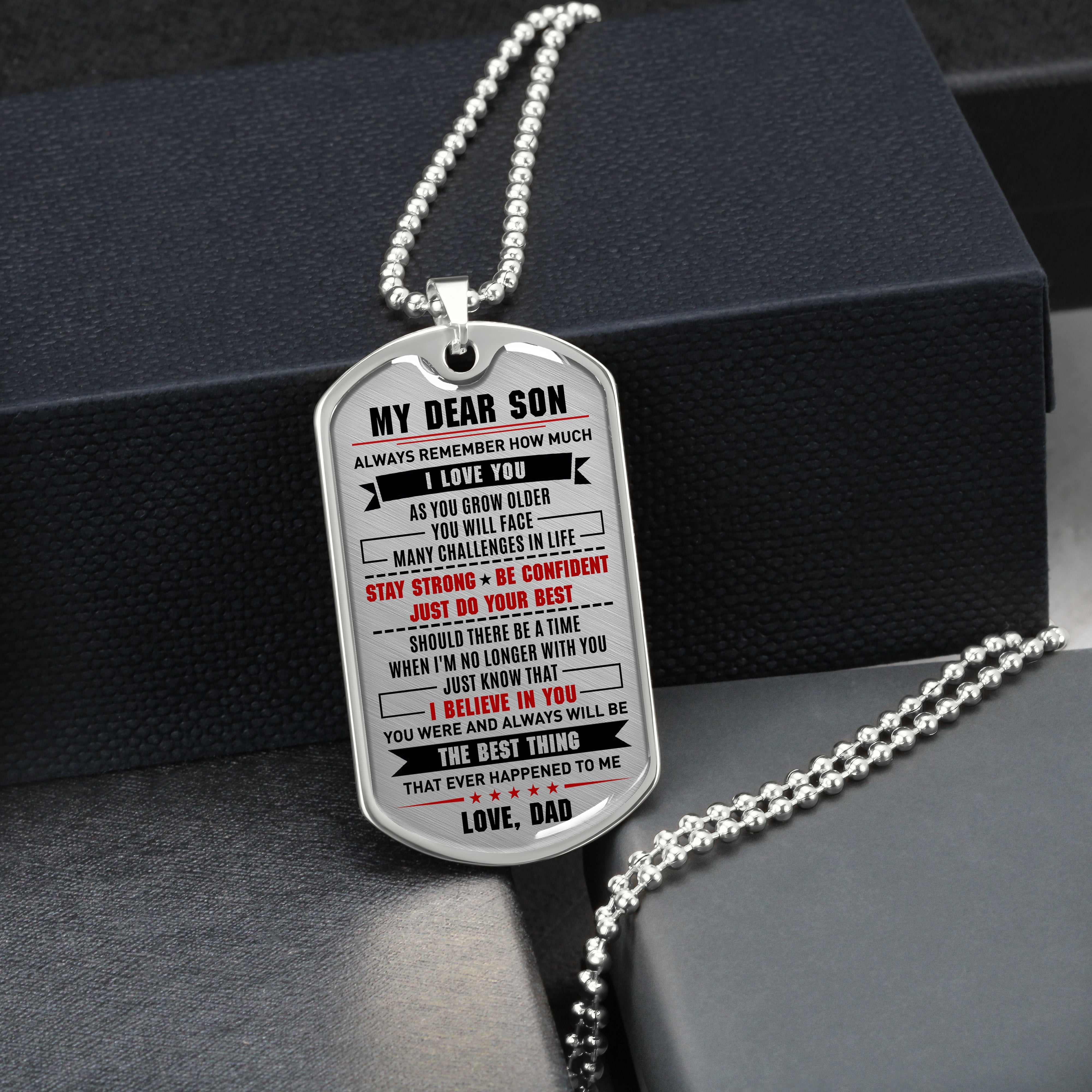To My Son - Just Do Your Best, DogTag Necklace Gift Son