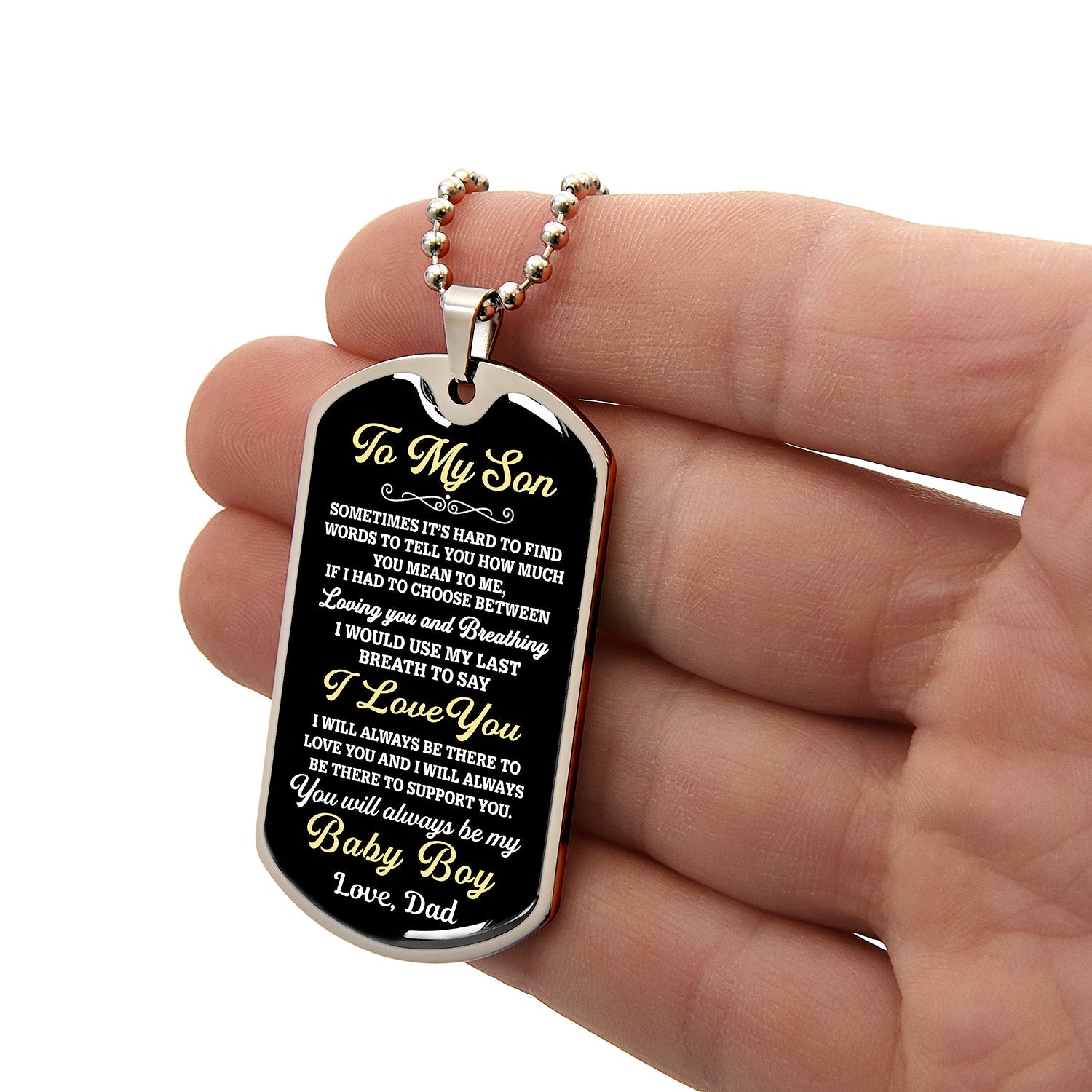 Bonus Son Gift | You Will Always Be My Baby Boy | Gifts for Son from Dad | Dog Tag Necklace