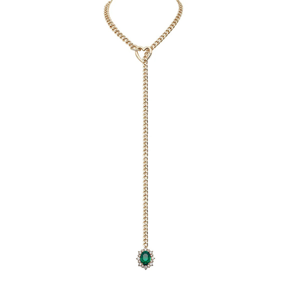 Gemstone Charm Slip Chain Choker