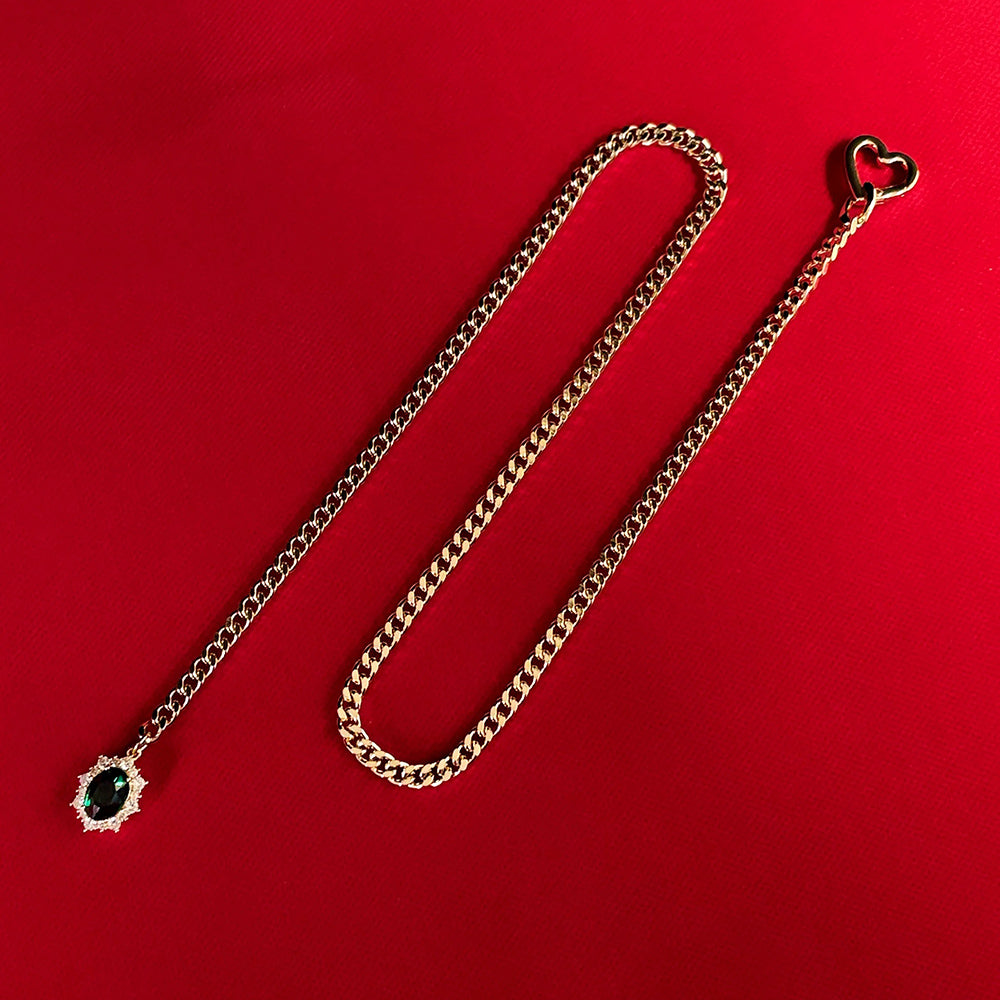 Gemstone Charm Slip Chain Choker