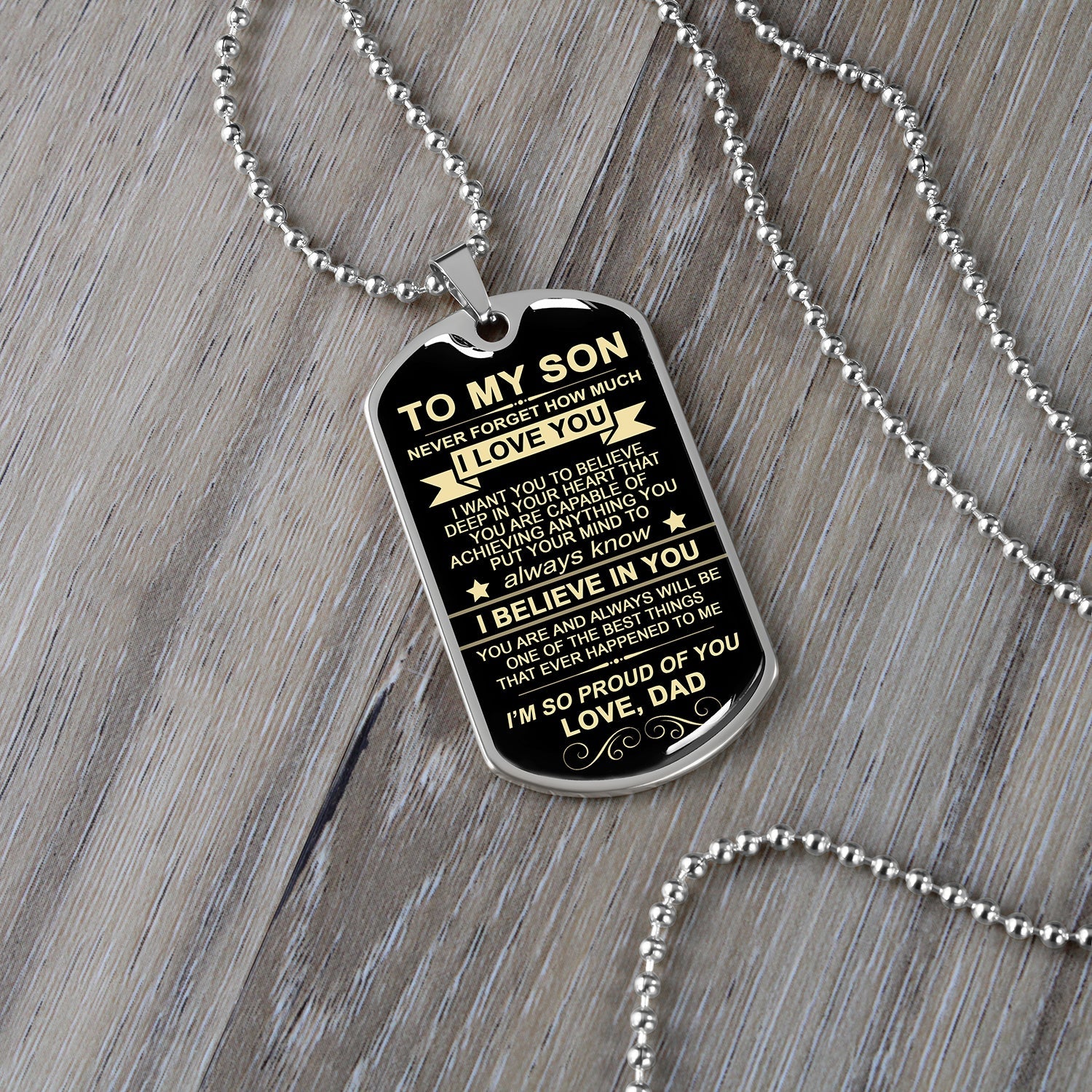 To My Son Gift From Dad | I'm So Proud Of You Love Dad | Dog Tag Necklace