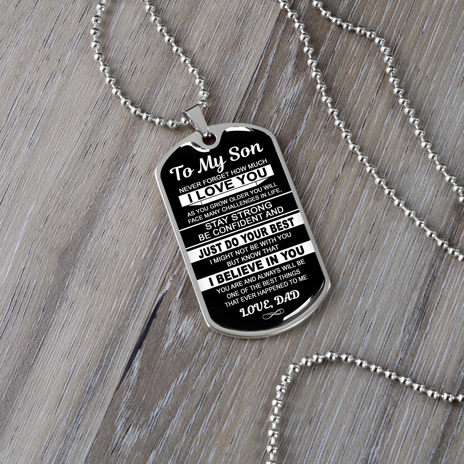 To My Son | Never Forget How Much I Love You | Dog Tag Necklace From Dad
