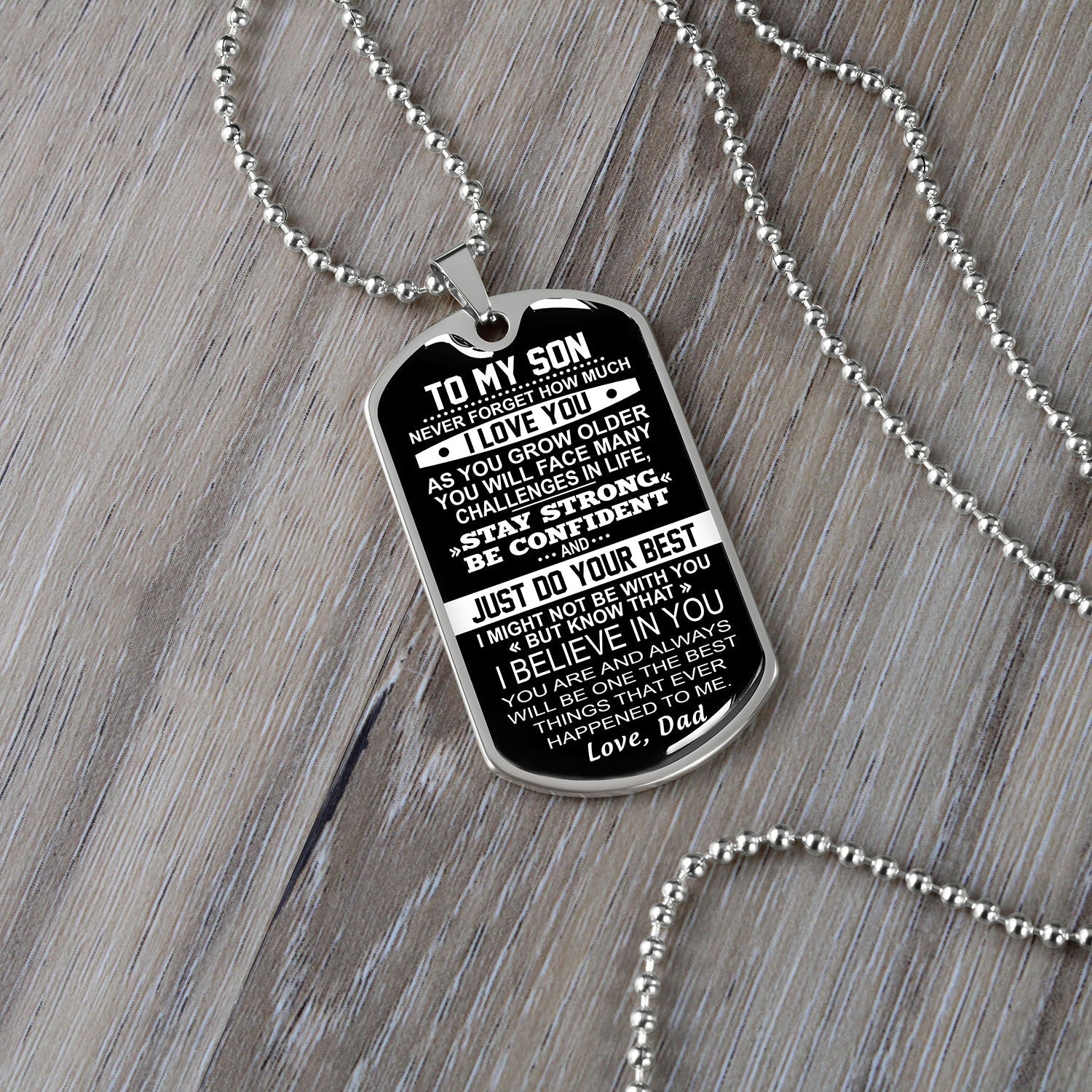 To My Son Gift From Dad | Stay Strong Be Confident | Dog Tag Necklace