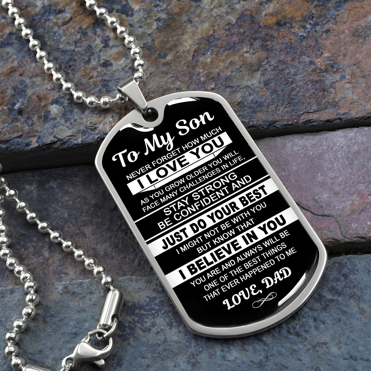 To My Son | Never Forget How Much I Love You | Dog Tag Necklace From Dad