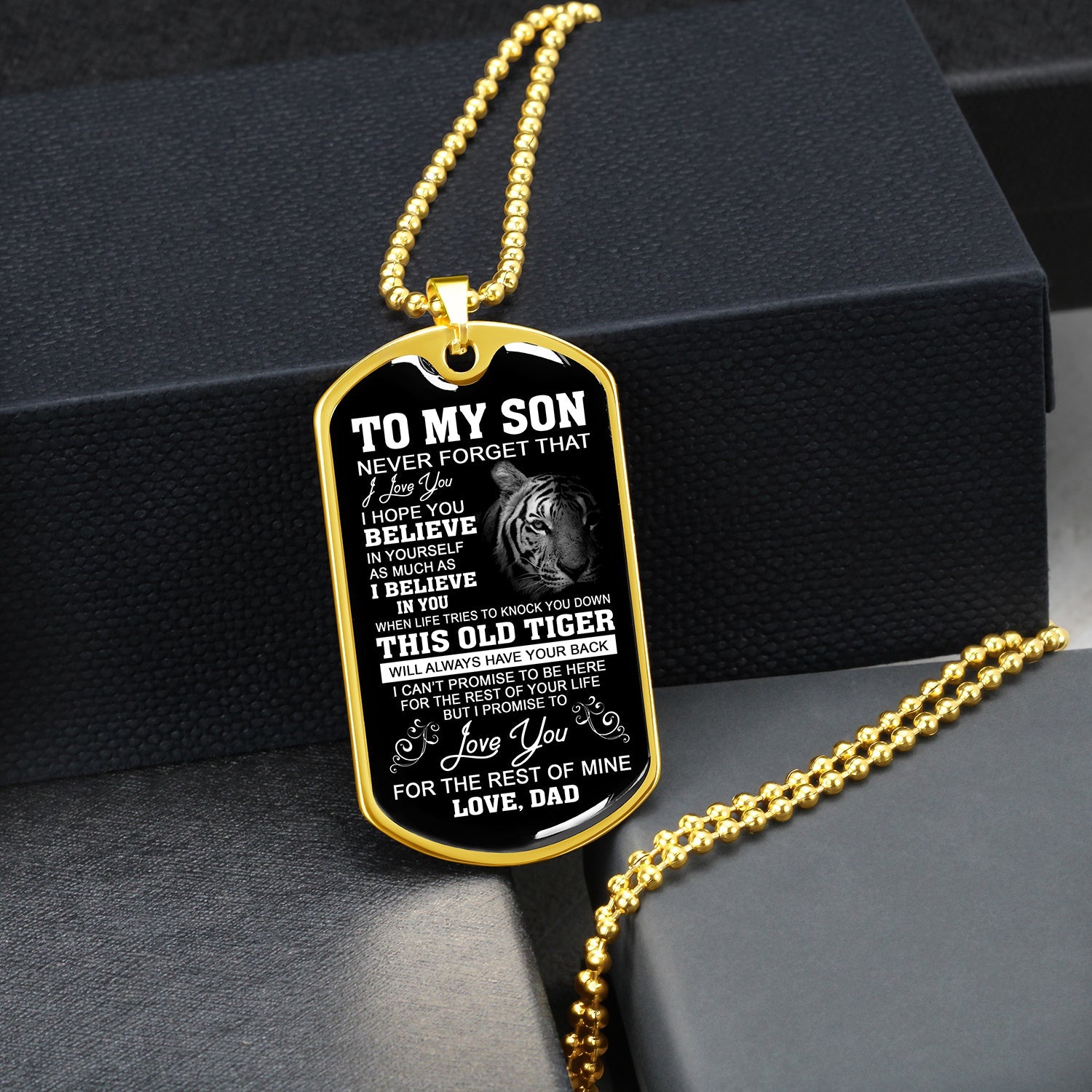 To My Son | I Hope You Believe In Your Self | Dog Tag Necklace Gift From Dad