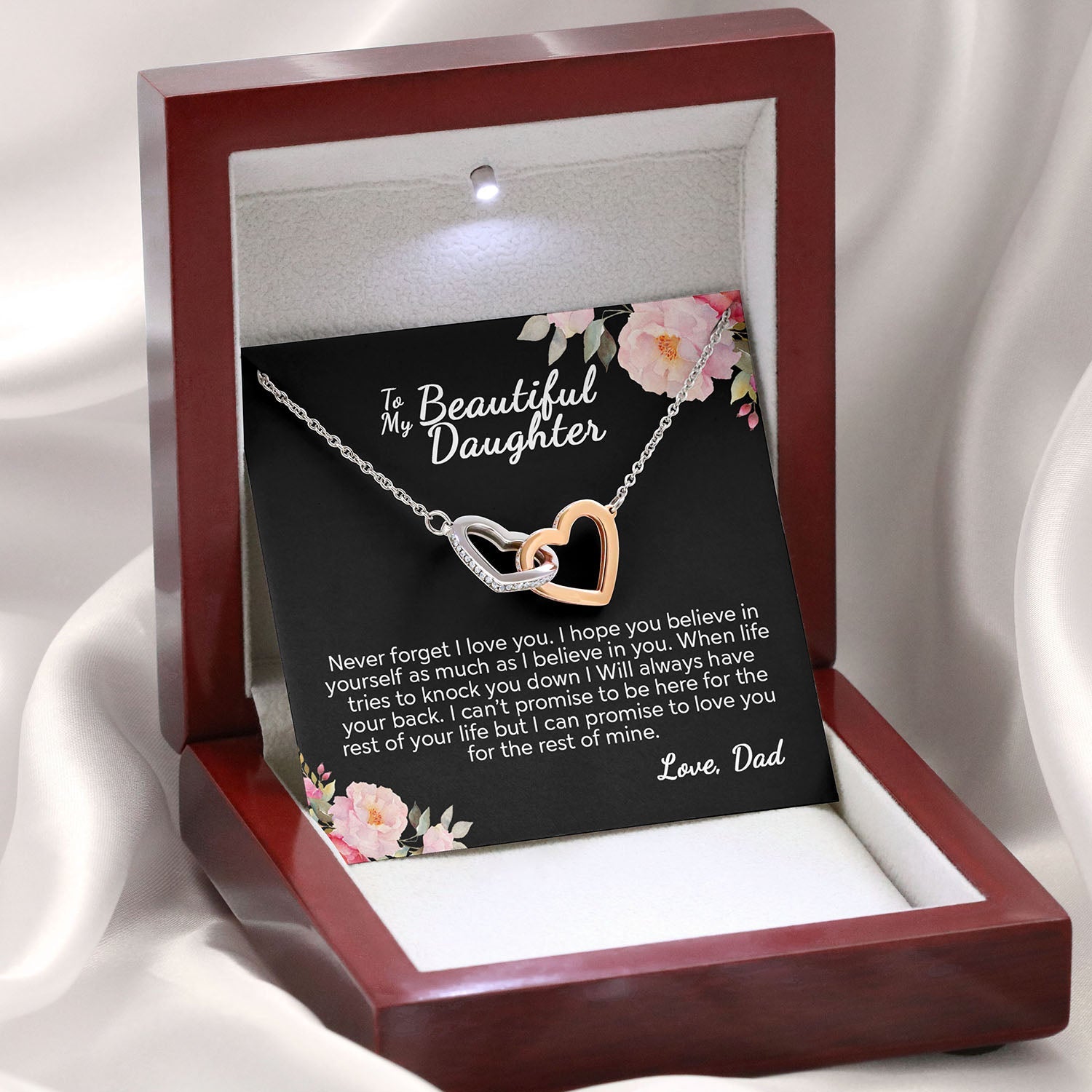 To My Daughter Never Forget I Love You | Best Gift From Dad | Interlocking Hearts necklace