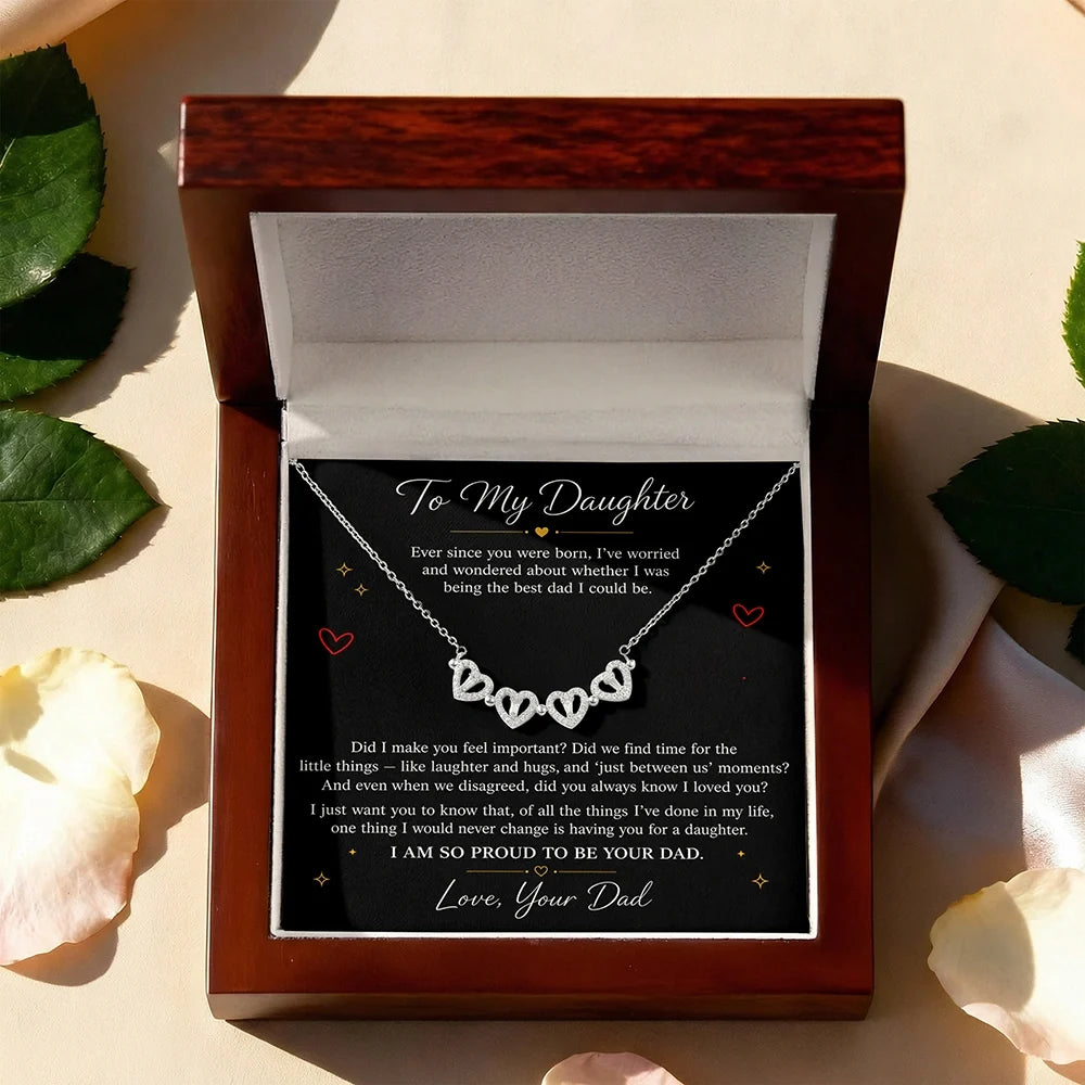 Proud To Be Your Dad - Magnetic Hearts Necklace - Gift Idea For Daughter