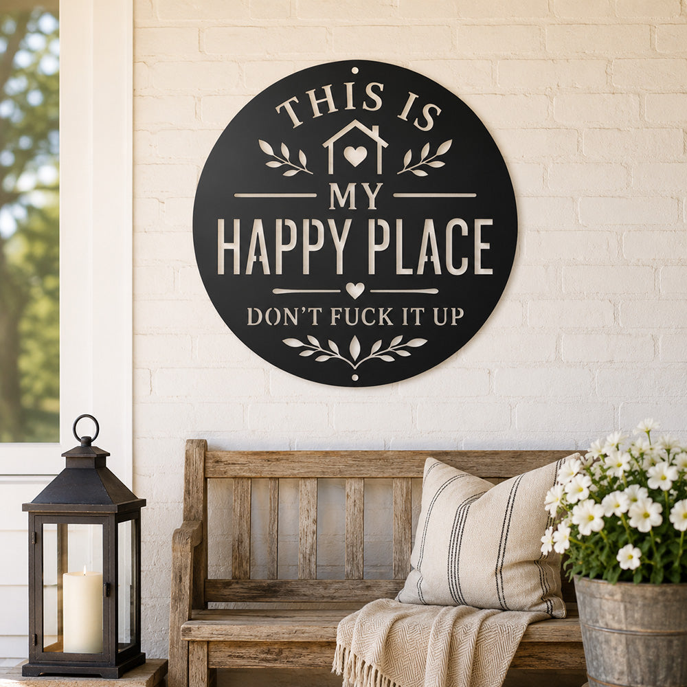 This Is My Happy Place Metal Sign - Garden Outdoor Decor - Rustic Home Decor