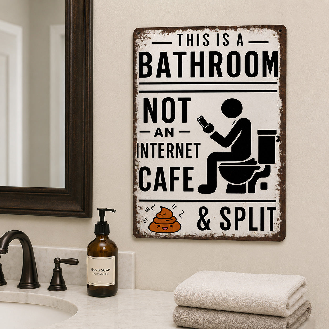 Funny Bathroom Metal Sign, Not An Internet Cafe Restroom Humor Wall Decor
