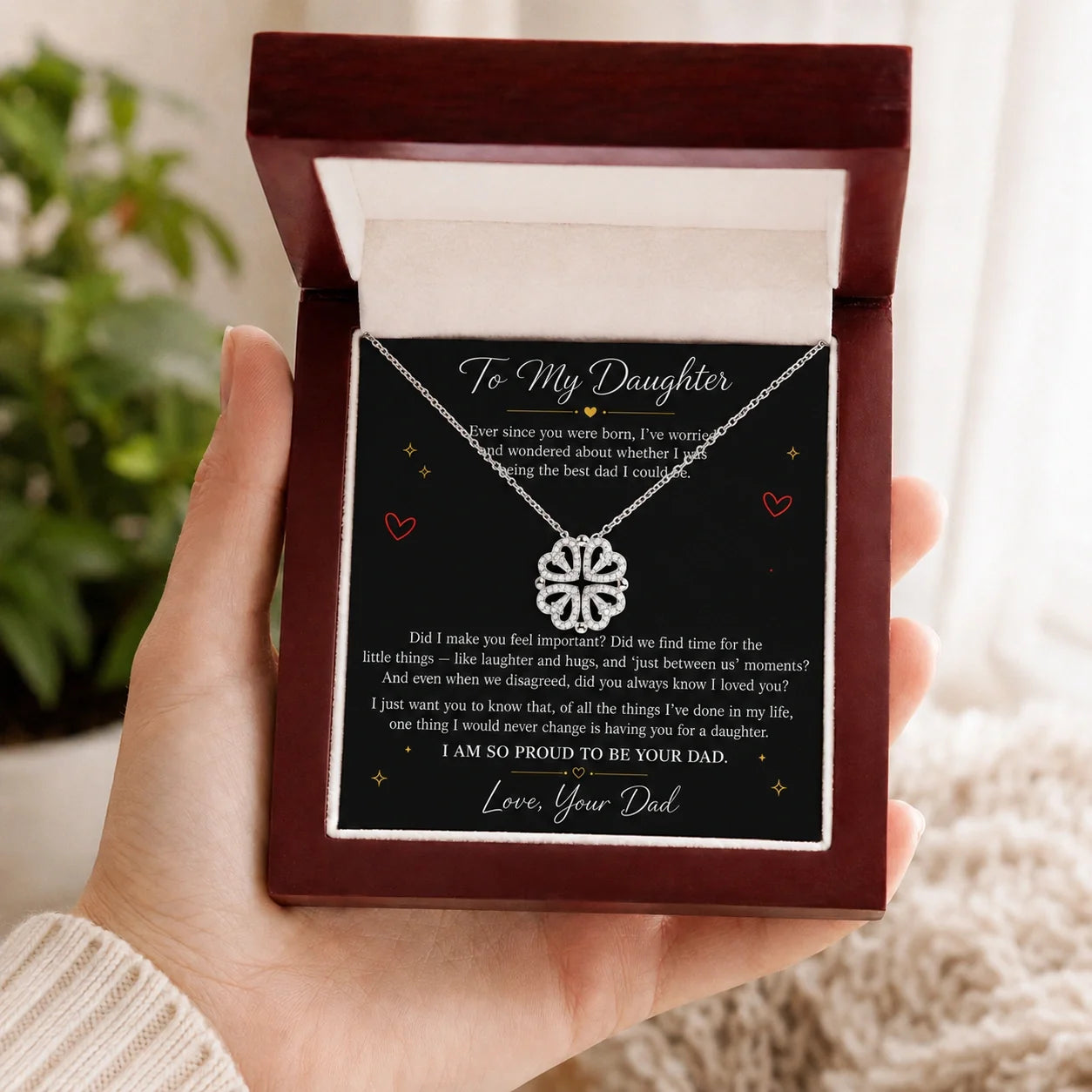 Proud To Be Your Dad - Magnetic Hearts Necklace - Gift Idea For Daughter