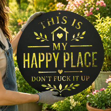 This Is My Happy Place Metal Sign - Garden Outdoor Decor - Rustic Home Decor