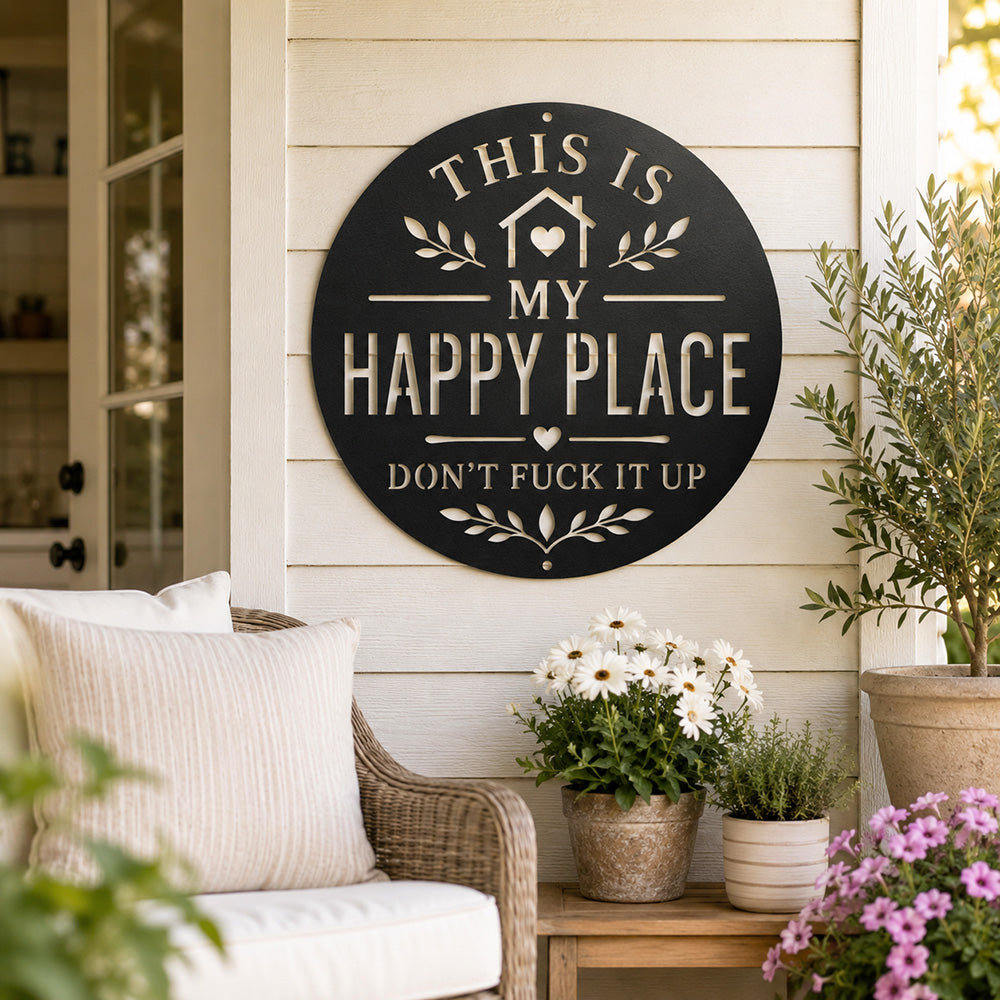This Is My Happy Place Metal Sign - Garden Outdoor Decor - Rustic Home Decor