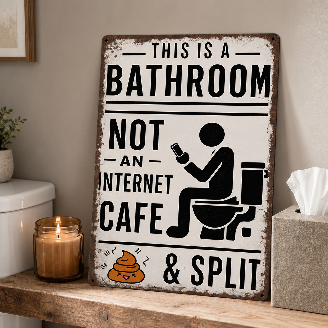 Funny Bathroom Metal Sign, Not An Internet Cafe Restroom Humor Wall Decor