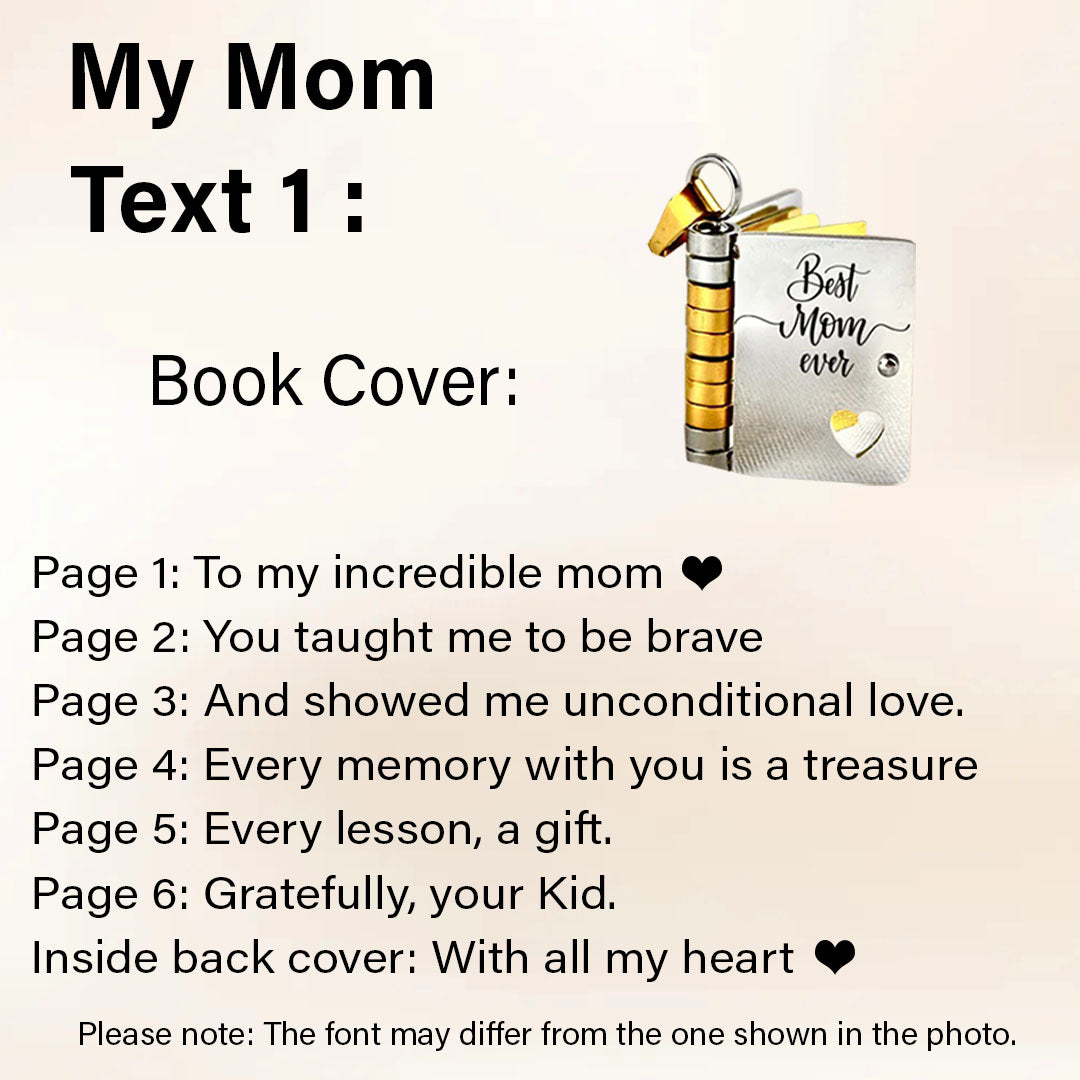 Mom Engraved Message Book Necklace - Perfect Gift For Mother