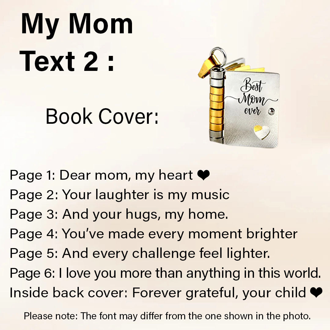 Mom Engraved Message Book Necklace - Perfect Gift For Mother