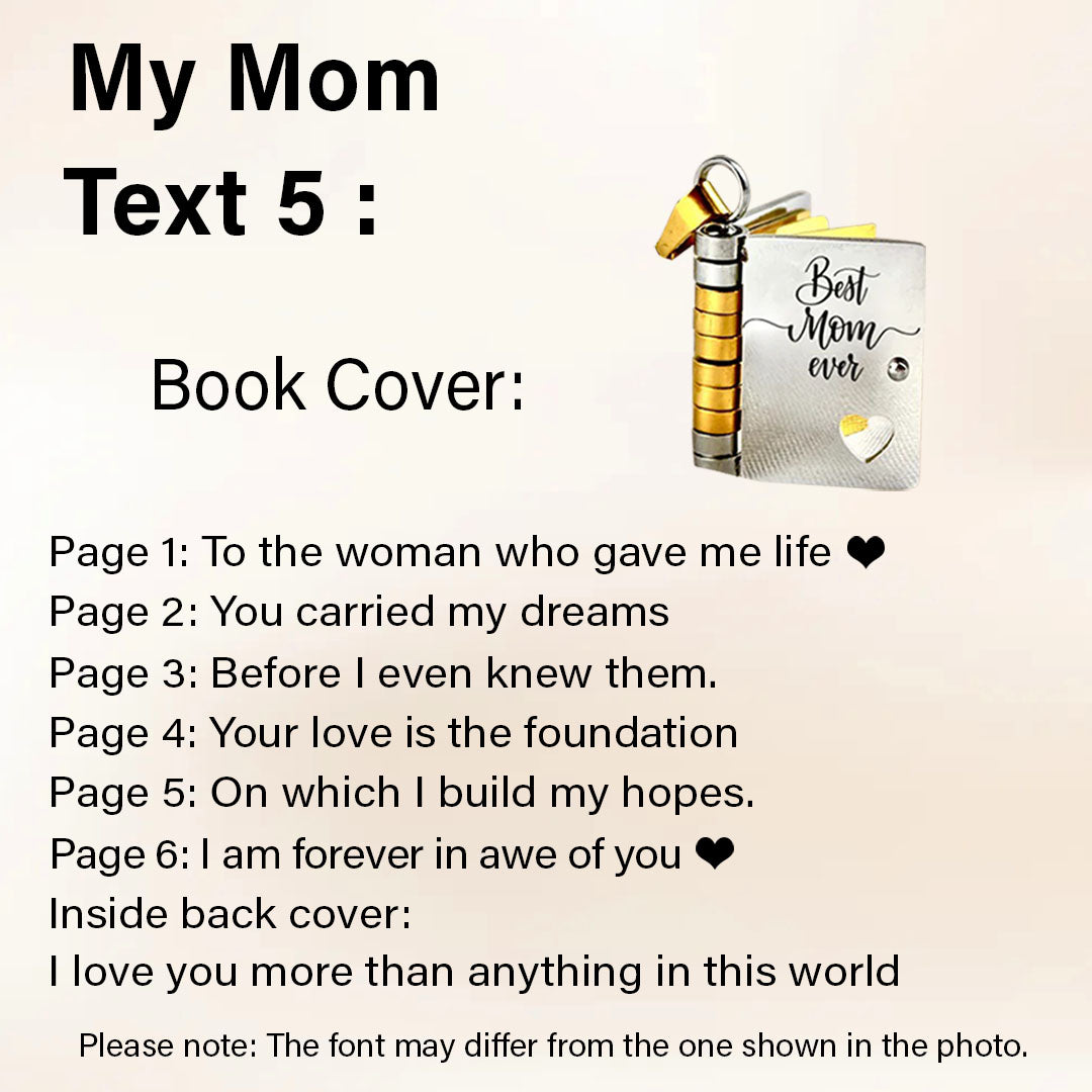 Mom Engraved Message Book Necklace - Perfect Gift For Mother