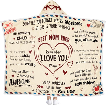 Best Mom Ever Wearable Hooded Blanket - Christmas Gift For Mother