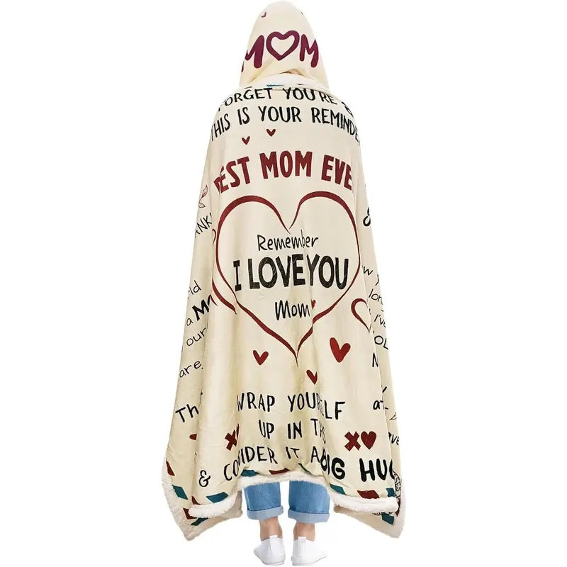 Best Mom Ever Wearable Hooded Blanket - Christmas Gift For Mother