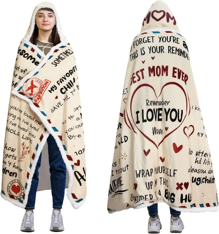 Best Mom Ever Wearable Hooded Blanket - Christmas Gift For Mother