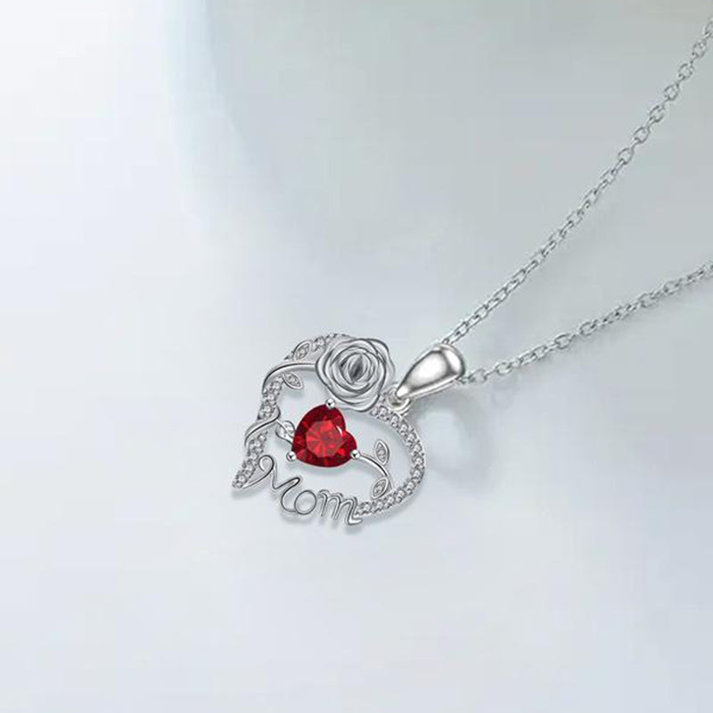 Mom Heart Necklace with Rose Gift Box – Perfect Mother's Day Gift