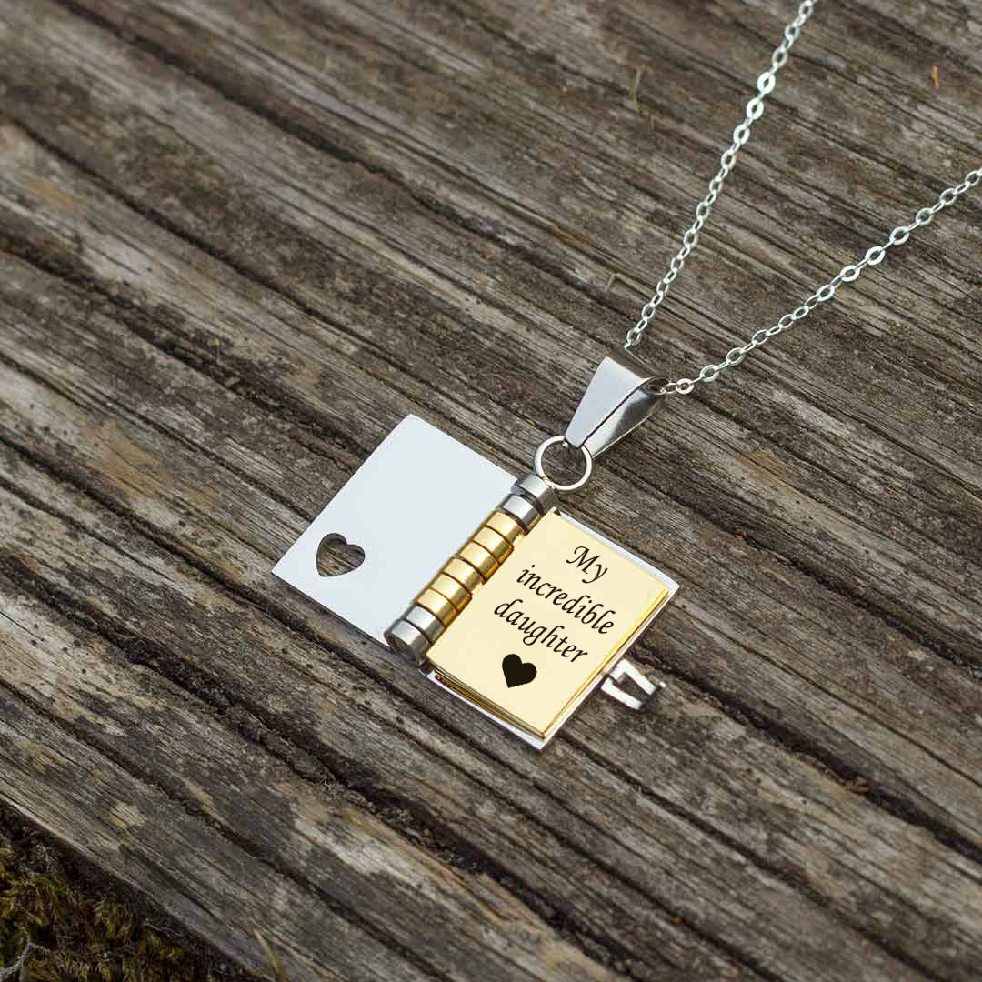 My Little Star Book Necklace for Daughter - Birthday Graduation Gift From Dad Mom