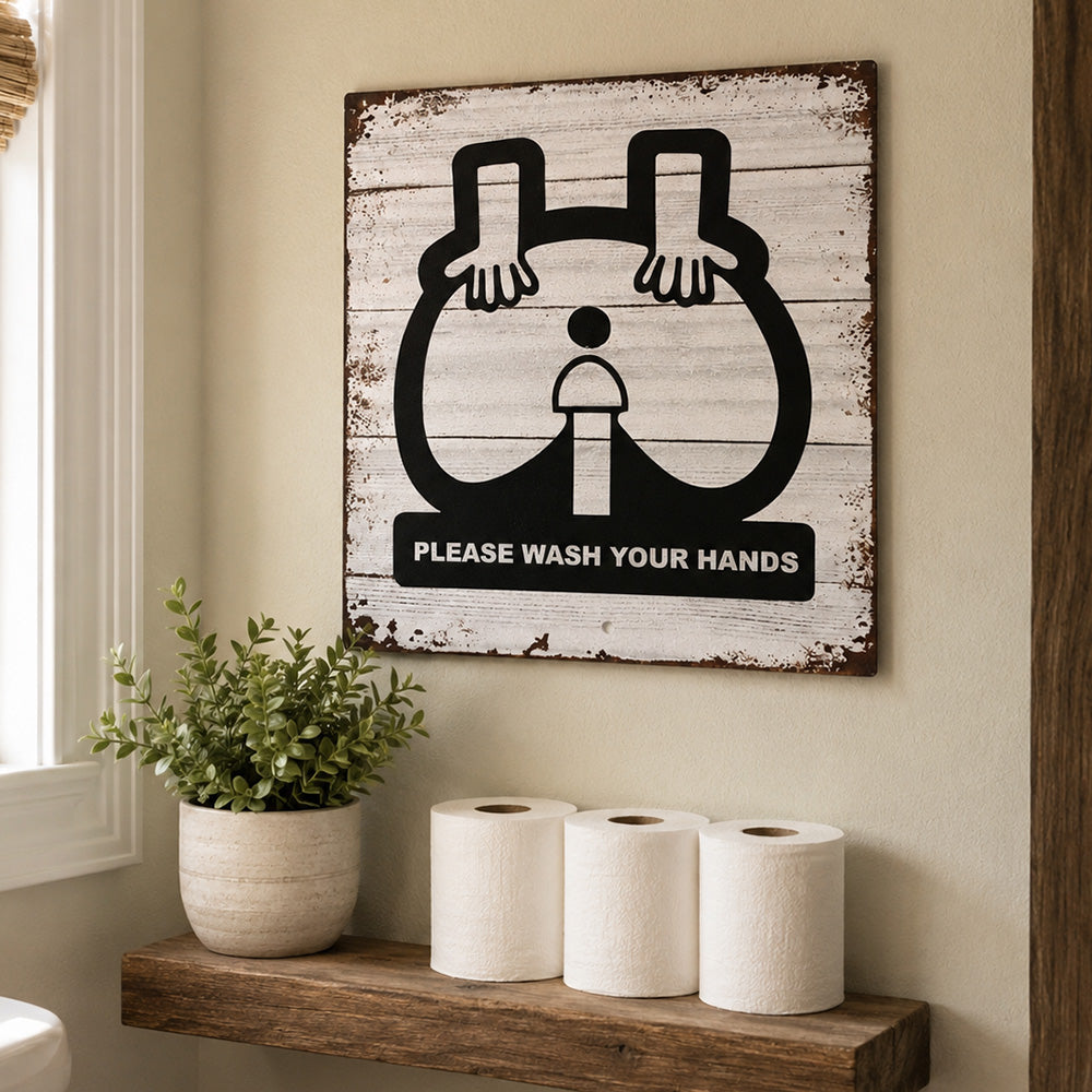 Please Wash Your Hands - Funny Bathroom Sign - Metal Sign