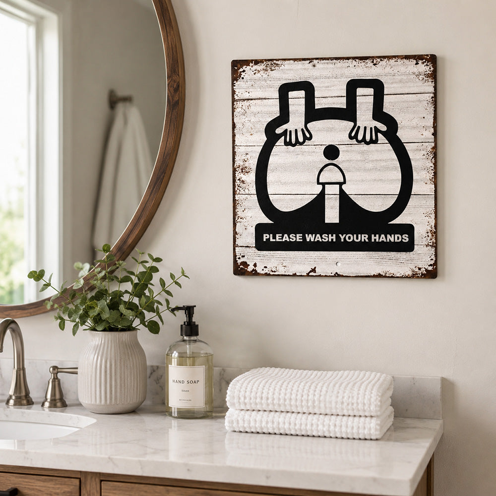 Please Wash Your Hands - Funny Bathroom Sign - Metal Sign