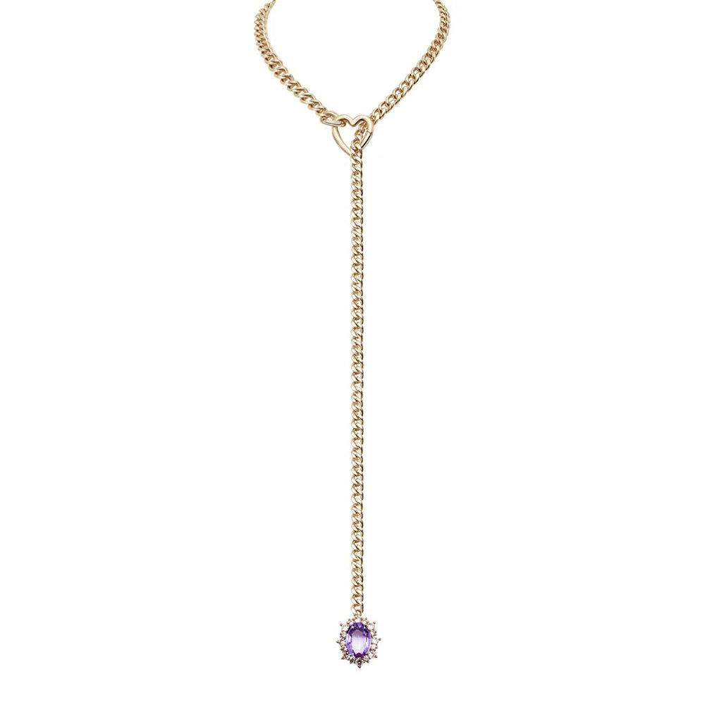 Gemstone Charm Slip Chain Choker