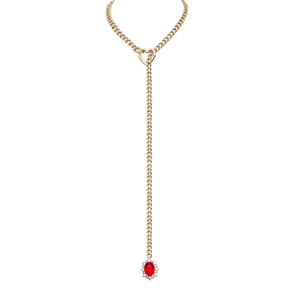 Gemstone Charm Slip Chain Choker