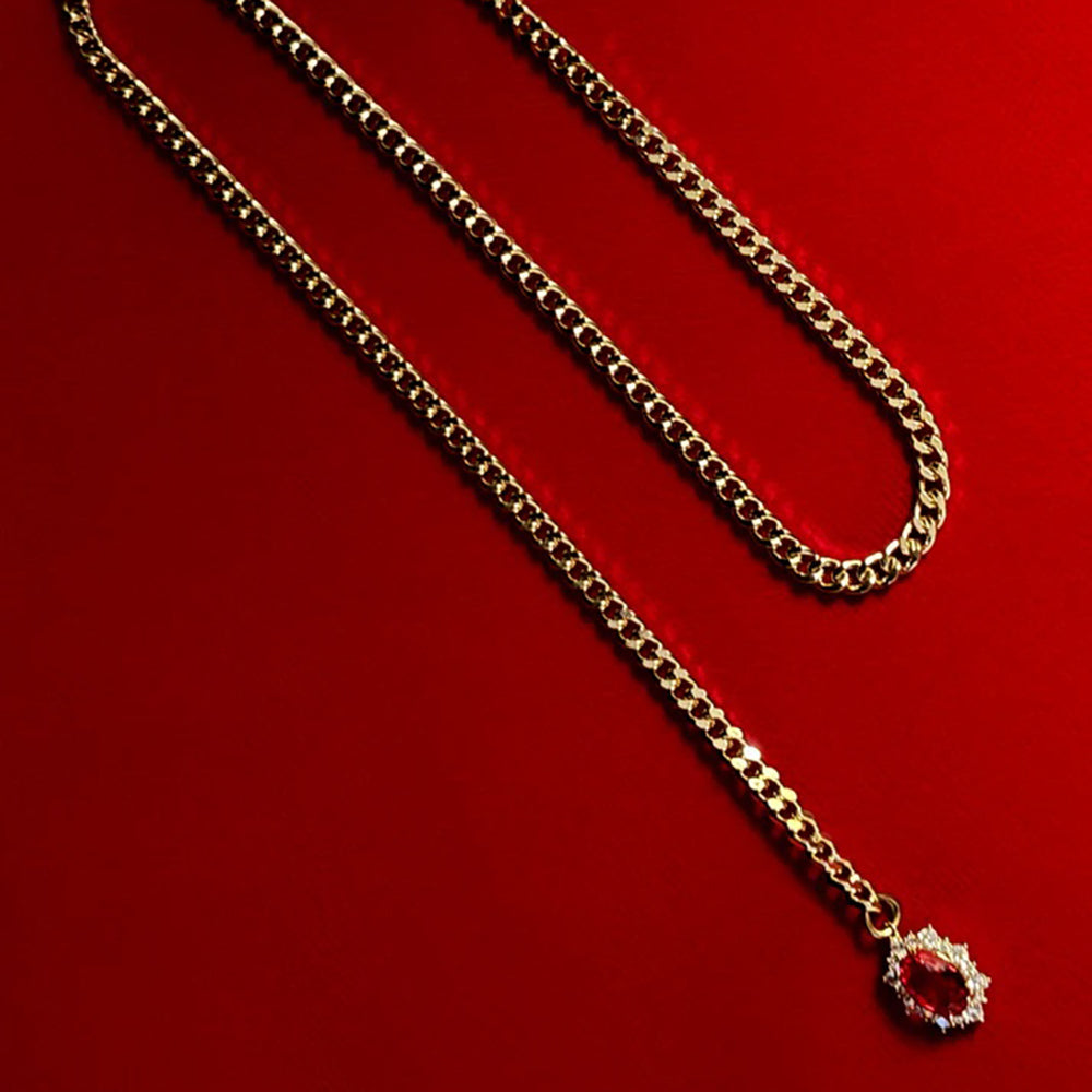 Gemstone Charm Slip Chain Choker