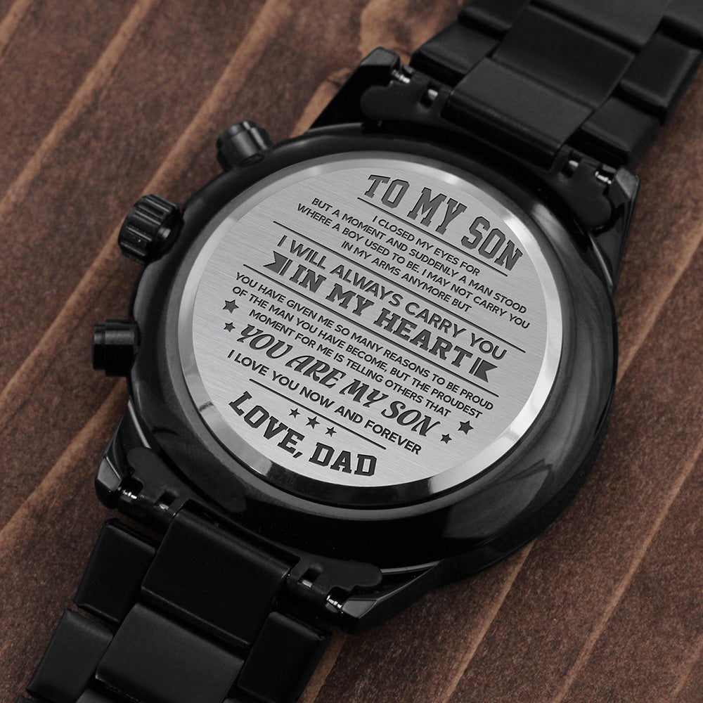 To My Son Engraved Watch - Always Carry You In My Heart - Christmas Gift For Son