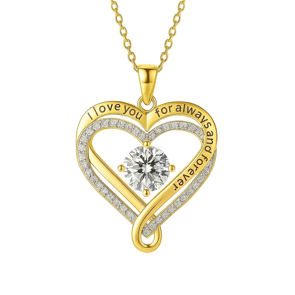 Sparkling Heart Necklace for Wife with Eternal Rose Light Box
