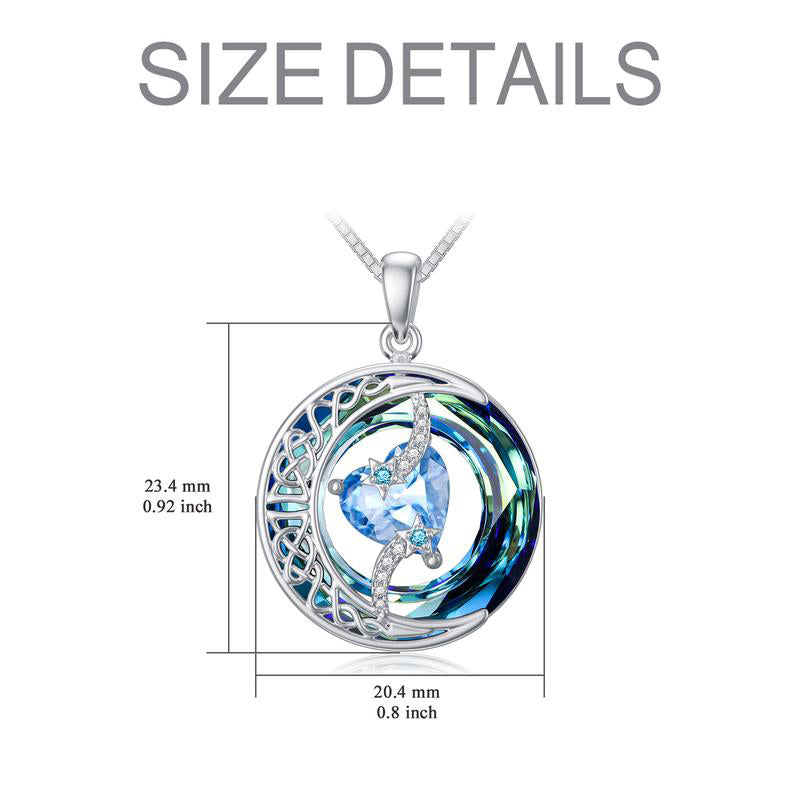Moon Star Birthstone Pendant Necklace for Women - Jewelry Gift for Wife, Mom, Daughter
