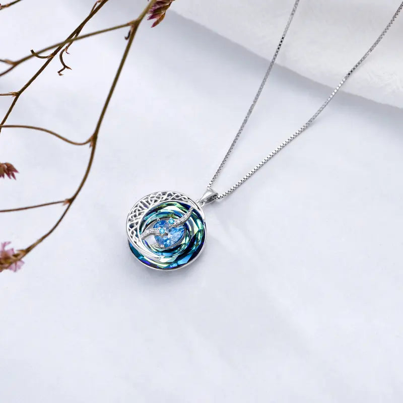 Moon Star Birthstone Pendant Necklace for Women - Jewelry Gift for Wife, Mom, Daughter