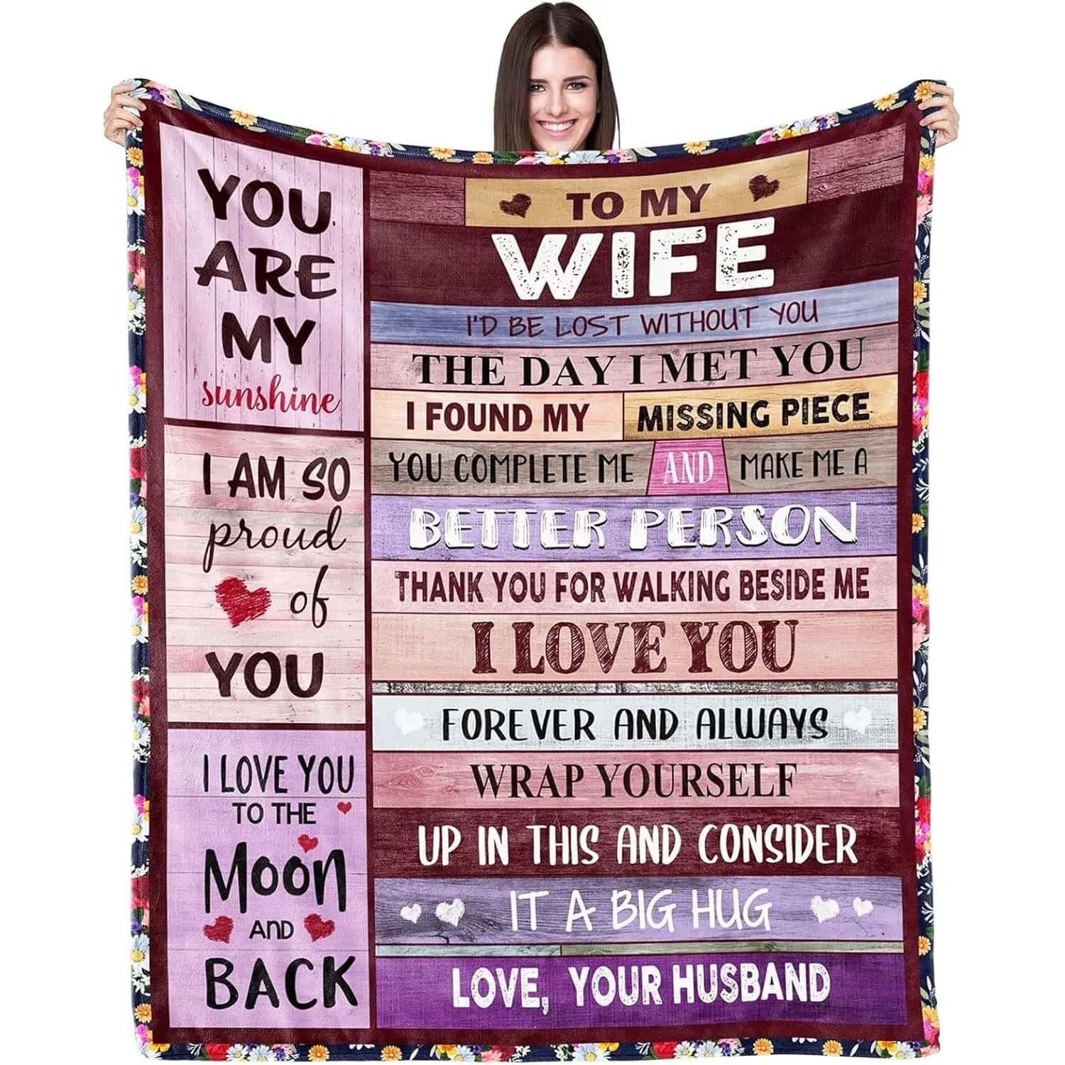 To My Wife Fleece Blanket – Romantic Gift from Husband, Anniversary Birthday Gift for Wife, Love Message Blanket