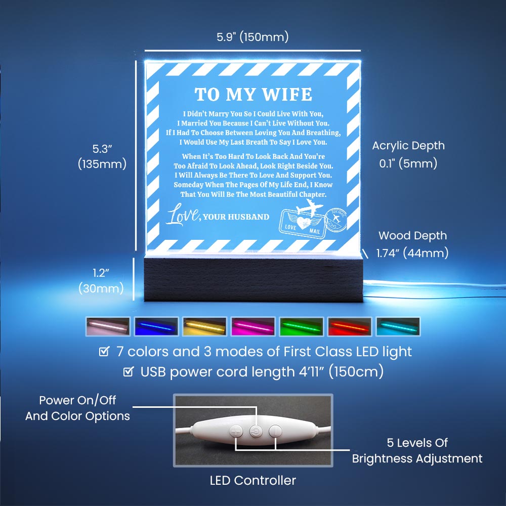 Wife Love Letter Keepsake - Square Acrylic Plaque - Anniversary Gift For Wife
