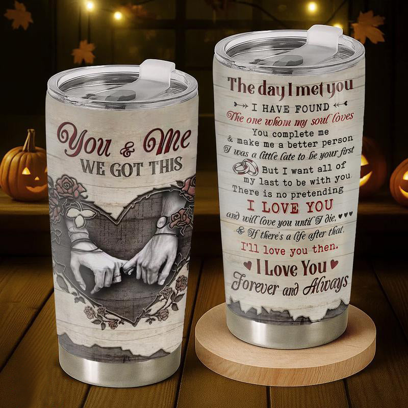 You And Me 20 Oz Stainless Steel Tumbler - Anniversary Gift For Husband Wife - Romantic Drinkware - Couple Love Story Coffee Cup