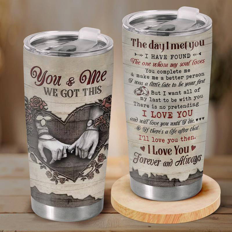 You And Me 20 Oz Stainless Steel Tumbler - Anniversary Gift For Husband Wife - Romantic Drinkware - Couple Love Story Coffee Cup