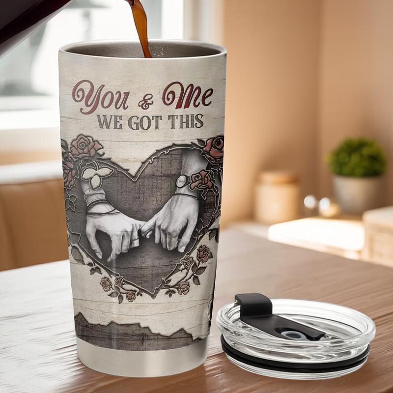 You And Me 20 Oz Stainless Steel Tumbler - Anniversary Gift For Husband Wife - Romantic Drinkware - Couple Love Story Coffee Cup